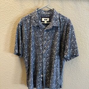 Joseph Abboud Blue Floral Short-Sleeve Button-Down Shirt